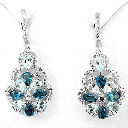 Stunning Natural London Blue Topaz Earings (1 of 2)