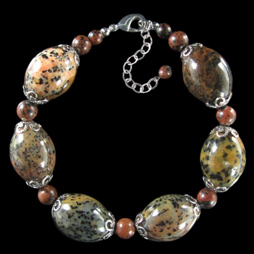 Natural Petrified Wood Opal Flower Bracelet (1 of 3)