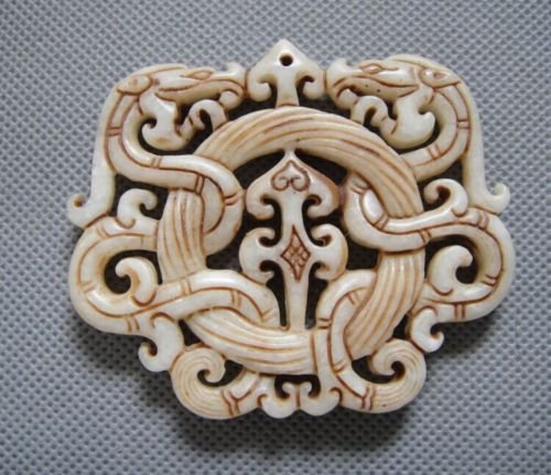 Hand Craved Jade Double Dragon pendant (1 of 1)