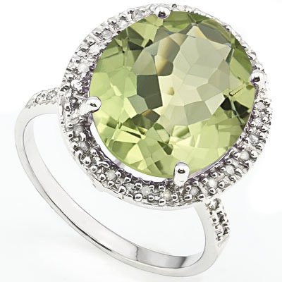 Natural Green Tea Amethyst & Diamond Ring 6.87 cartats (1 of 2)