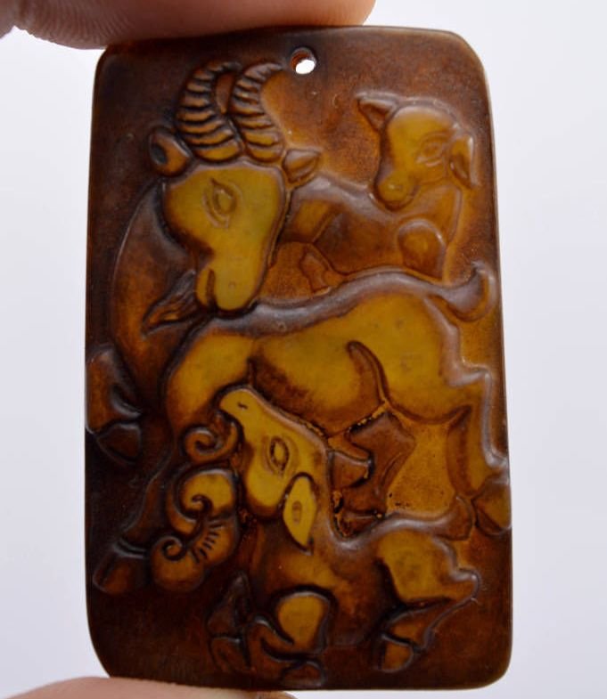 Antique Chinese Jade Sheep Pendant (1 of 1)