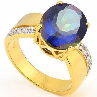 Natural Ocean Mystic & Diamond Ring 4.75 carats (1 of 2)