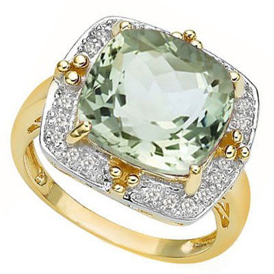Natural Green Tea Amethyst & Diamond Ring 6.14 cts Ring (1 of 1)