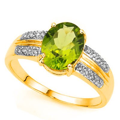 Natural Peridot & Diamond Ring 1.75 carats (1 of 1)