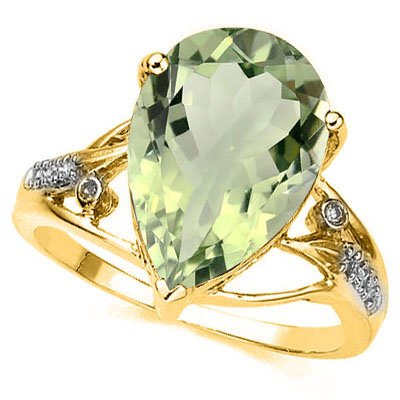 Natural Green Tea Amethyst & Diamond Ring 4.52 cts Ring (1 of 1)