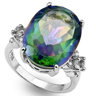 Natural Ocean Greenish Blue Mystic Gem 12.01 cts Ring (1 of 1)