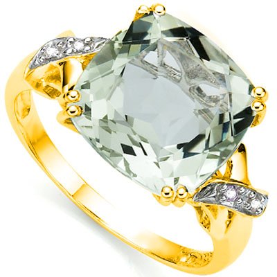 Natural Diamond & Green Tea Amethyst 8.3 Cts Ring (1 of 1)