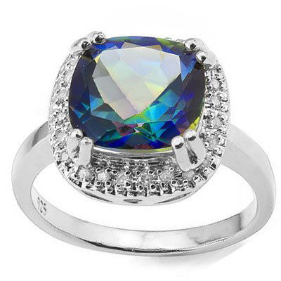 Natural Ocean Mystic & Diamond Ring 4.14 carats (1 of 2)