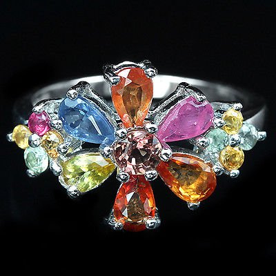 Natural Fancy Sapphire Flower Ring (1 of 1)