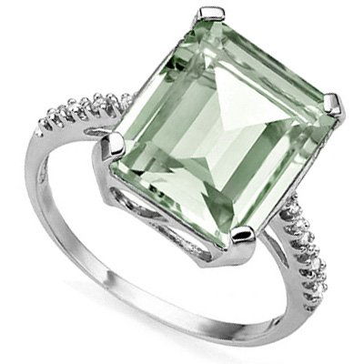 Natural Green Tea Amethyst & Diamond Ring 5.59 cts Ring (1 of 1)