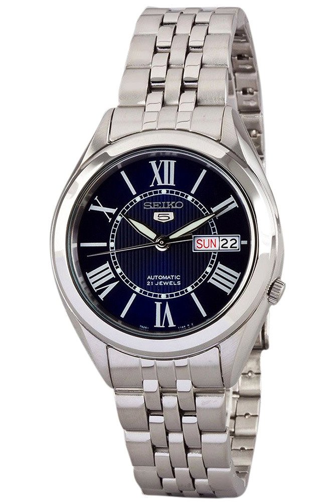 Seiko Blue Roman Watch: Dial Color-Blue Dial;Case diameter-39 (crown) x 38 x 12 mm (thickness);Face Height-32 mm;Lug Width-18 mm;Max Length-200 mm Circumference;Water Resistant; Daily Use;Movement-Mechanical : Automatic;Move