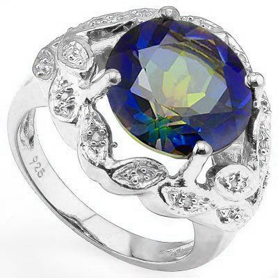 Natural Ocean Mystic & Diamond 6.09 carats Ring (1 of 1)
