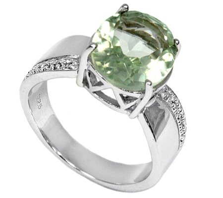 Natural Green Tea Amethyst Diamond Ring (1 of 1)