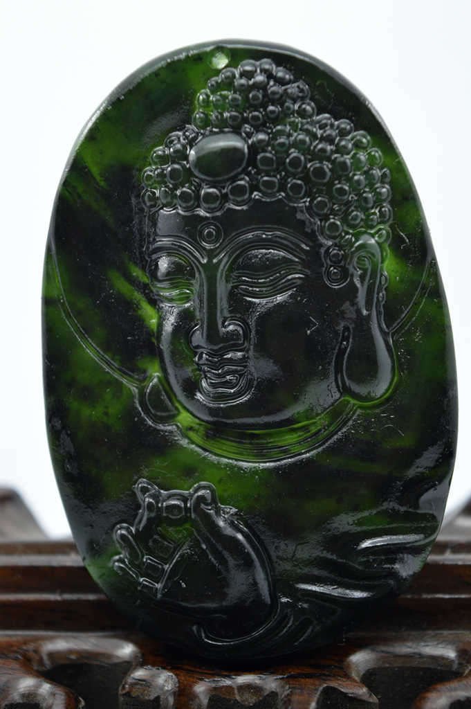 Natural Jade Hand Carved Buddha Pendant (1 of 1)