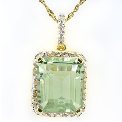 Natural Green Tea Amethyst & Diamond 5.43 ct Pendant (1 of 1)