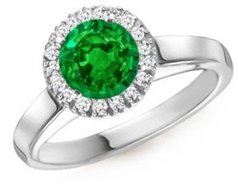 Natural Round Emerald & Diamond 1.94 Carats Gold Ring (1 of 1)