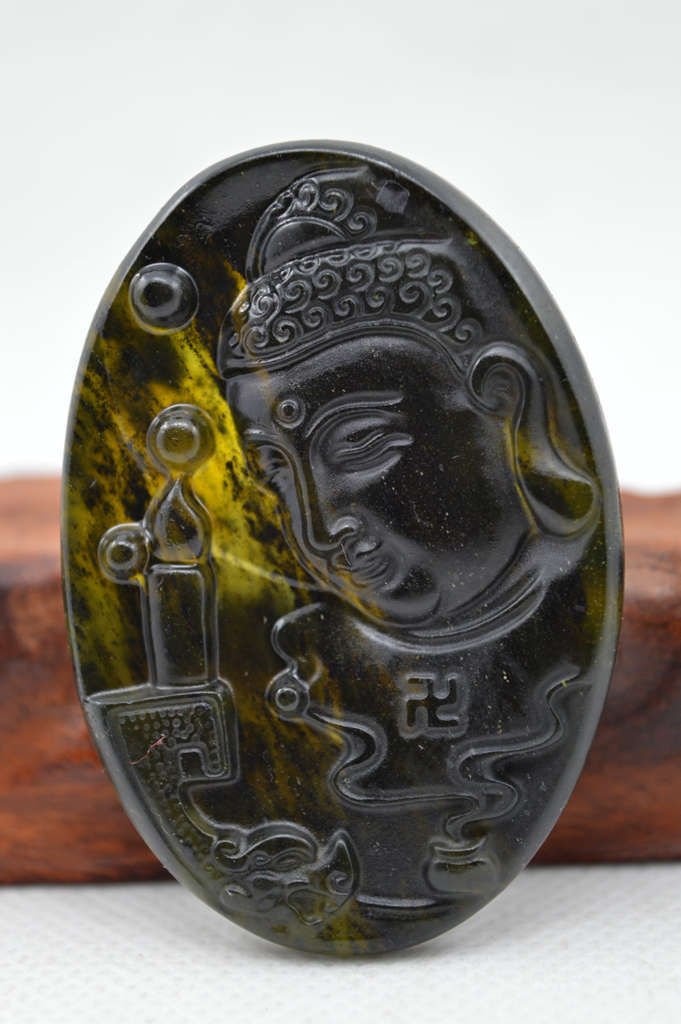 Natural Jade Hand Carved Good Luck Buddha Pendant (1 of 1)