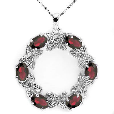Natural Persian Garnet & Diamond Pendant (1 of 1)