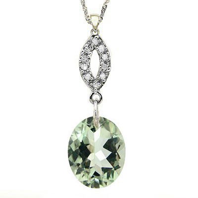 Natural Green Tea Amethyst Diamond 3.91ct Gold Pendant (1 of 1)