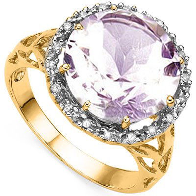 Natural Pink Amethyst & Diamond Ring (1 of 1)