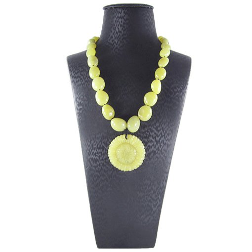 Natural Jade/Jadite Hand Carved Necklace: Necklace Size Ajutable 19-28.25 inch *Stone Name lemon jade *Stone Overall Dimension for each bead 47x47x6 mm (1.850x1.850x0.236 inch ) *Weight 590 ct/ 118 g/ 4.162332 oz*Handcrafted knot chain....Oth
