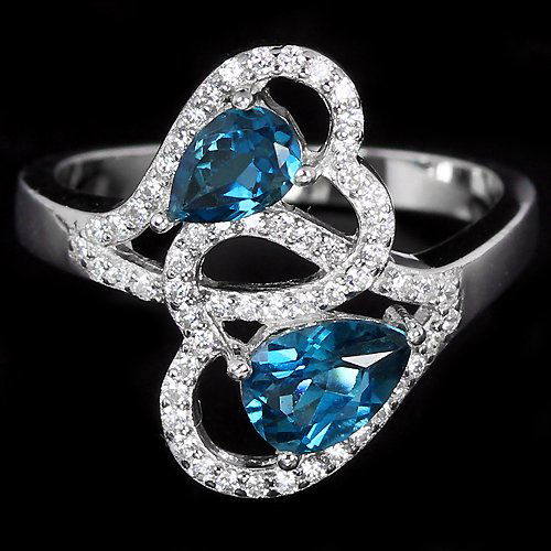 Natural London Blue Topaz Hearts Ring (1 of 2)