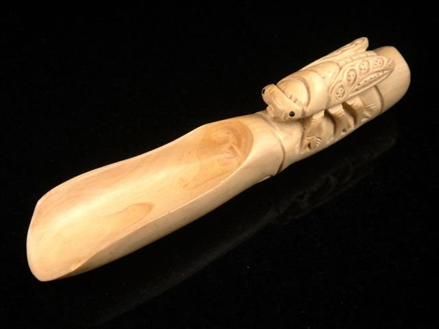 Japanese Hand Carved Wooden Spoon with Cicada Handle (1 of 4)