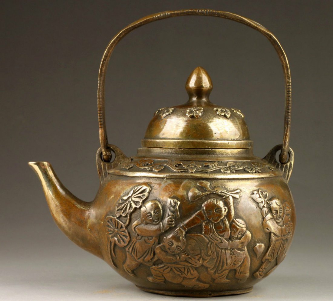 Antique Chinese Hand Made Copper Tea Pot (1 of 5)