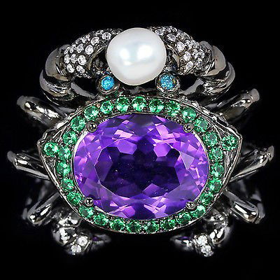 Natural Gemstone Black Crab Ring (1 of 2)
