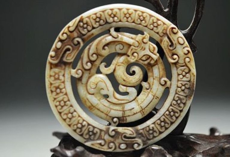 Old Jade Hand Craved Dragon Pendant (1 of 1)