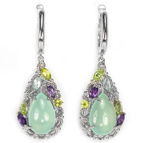 Natural Chalcedony Amethyst Peridot Earrings (1 of 1)