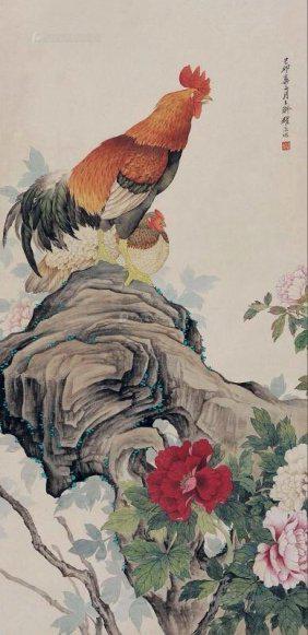 Chinese Paper Hanging Scrolled Painting: Chinese Paper Hanging Scrolled Painting, attributed to Liu, DaWei ( 1945- ~ ), dimension: 26 by 26 inche