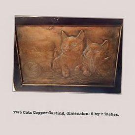 Two Cats Copper Casting Framed, Estate Decor (1 of 1)