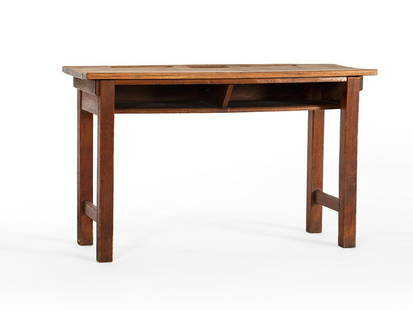 Antique School Desk from the Sibylle Bergemann Room, c.: Solid beech wood Probably Germany, around 1900 Pen groove and inkwell hole Beautiful age patina Dimensions: 69.5 x 115 x 42.5 cm Provenance: Hotel Bogota Berlin, room 427 An original piece of furnitur