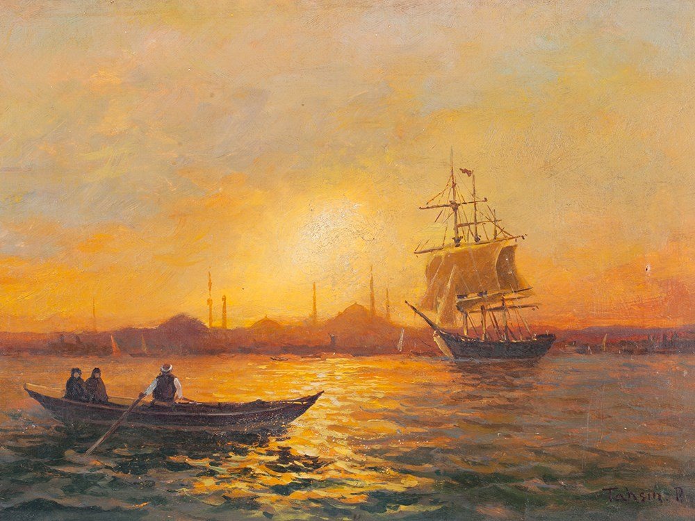 Diyarbakirli Tahsin, ‘Sunset at Bosphorus‘, 1900s (1 of 9)