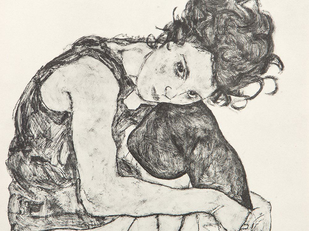 Egon Schiele, Signed Portfolio ‘Zeichnungen’, 12: 12 heliotypes on paper, in original cardboard portfolio with title illustration Austria, Vienna, 1917 Egon Schiele (1890-1918) – Austrian artist Signed and dated on the table of contents ‘Egon Sch