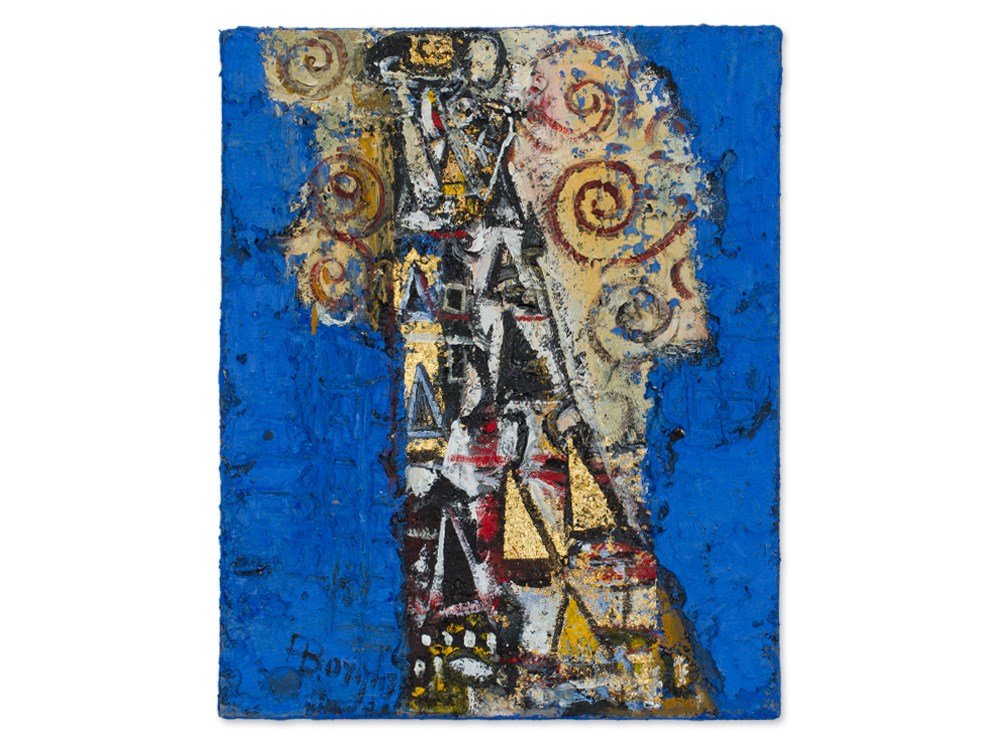 Alfonso Borghi, Painting 'Cartoni per il Fregio: Mixed media on canvas Italy, 2007 Alfonso Borghi (born 1944) - Italian artist Signed lower left (ligated) ‘ABorghi’ Enclosed is the catalog of the exhibition ‘Auf der Suche nach dem Glück’, K