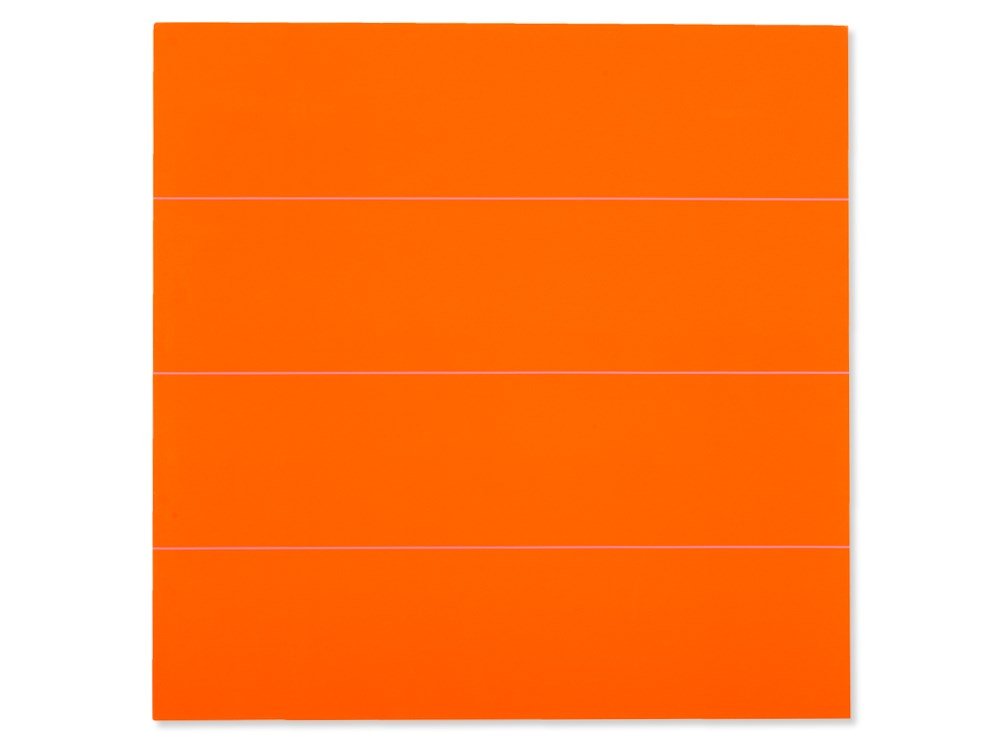 Olivier Mosset (born 1944), Monotype (Unique), Orange,: Monotype on cardboard Switzerland, 1990 Oliver Mosset (born 1944) – Swiss visual artist Overall dimensions: 122 x 122 cm Good condition Provenance: German private collection Olivier Mosset is intern