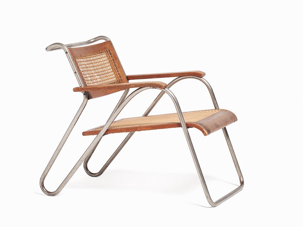 Erich Dieckmann, 8162 Tubular Steel Chair,: Chrome-plated turbular steel, birch laminated wood, cane Germany, 1931; manufactured circa 1931 Erich Dieckmann (1896-1944) - German designer Cebaso (Carl Beck & Alfred Schulz) Ohrdruf, Thuringia Base