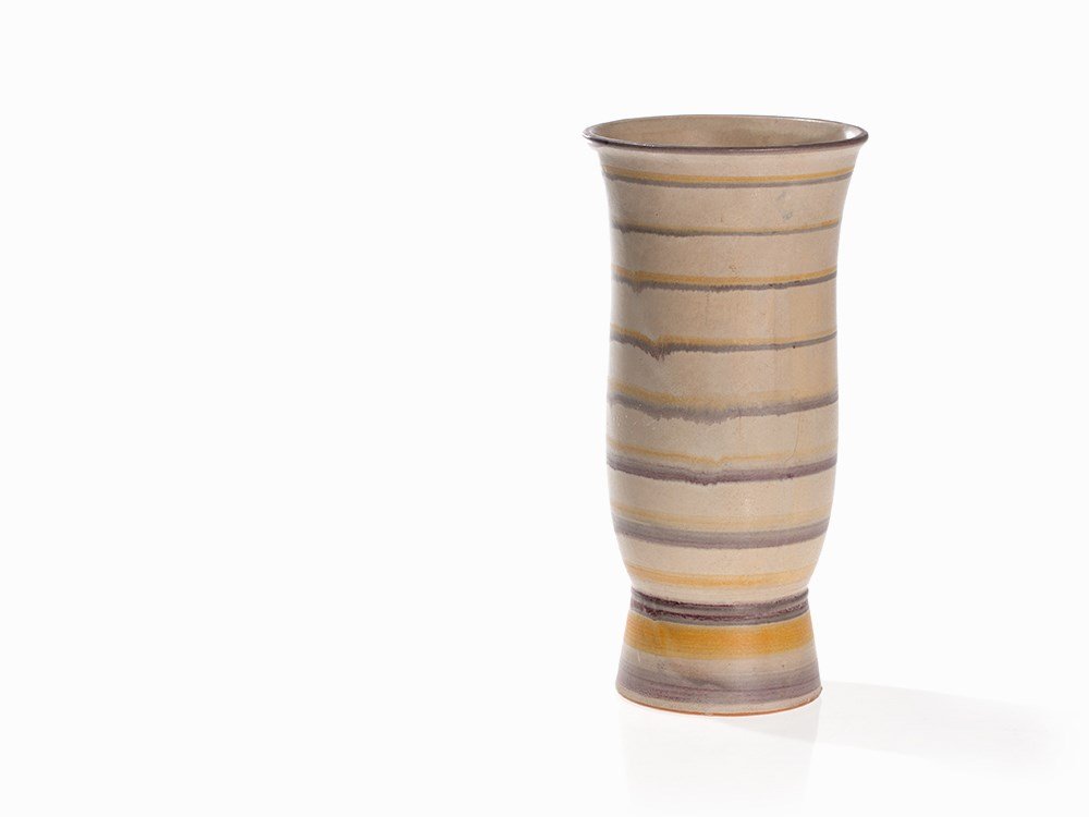 Werner Burri, Glazed Ceramic Vase, Velten Vordamm, 1928: Ceramic, red earthenware with a white-greyish opaque glaze Germany, Velten 1928 Werner Burri (1898-1972) - Swiss ceramist, well known Bauhaus ceramicist Manufactured by Steingutfabriken Velten-Vordamm