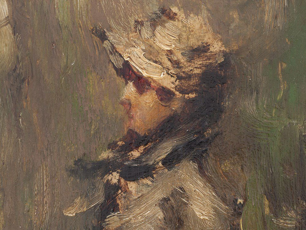 Luigi Conconi (1852-1917), ‘Portrait of a Lady’, around: Oil on panel Italy, around 1900 Luigi Conconi (1852-1917) – Milanese painter, etcher and architect Signed ‘LConconi’ lower right With a verso label by the Galleria Pesaro, Milan Overall dimensio