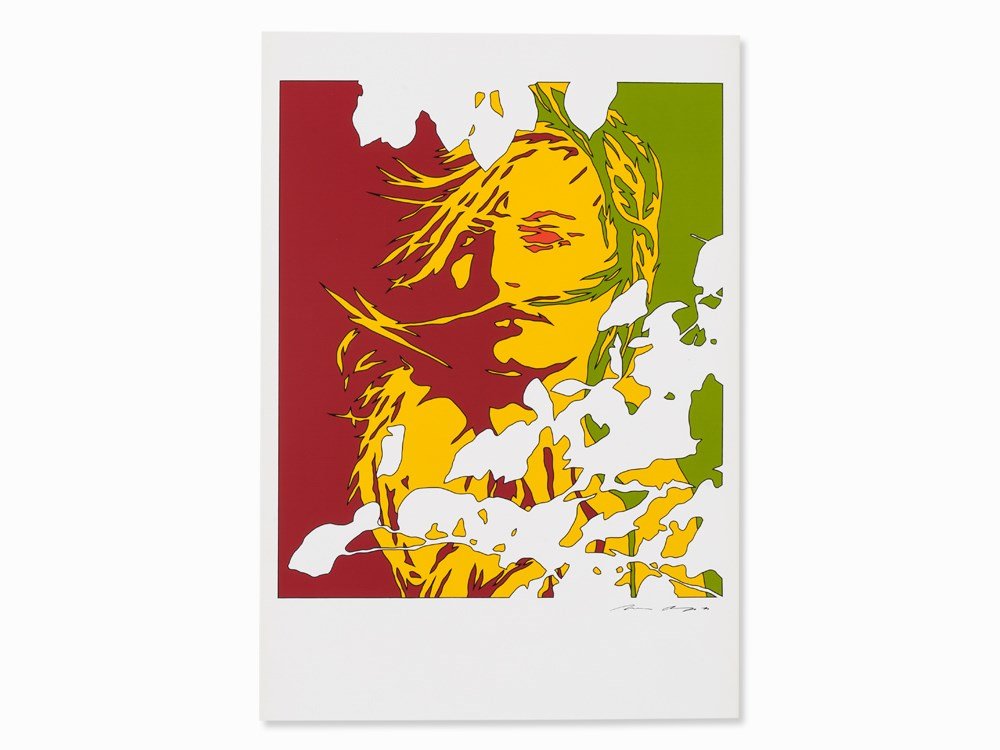 Werner Berges, Serigraph with Abstract Woman Portrait,: Silkscreen in colors on paper Germany, 1980 Werner Berges (b. 1941) - German pop art artist Signed lower right, ‘Werner Berges’ Sheet size: 58.5 x 41 cm Very good condition The present serigraph i