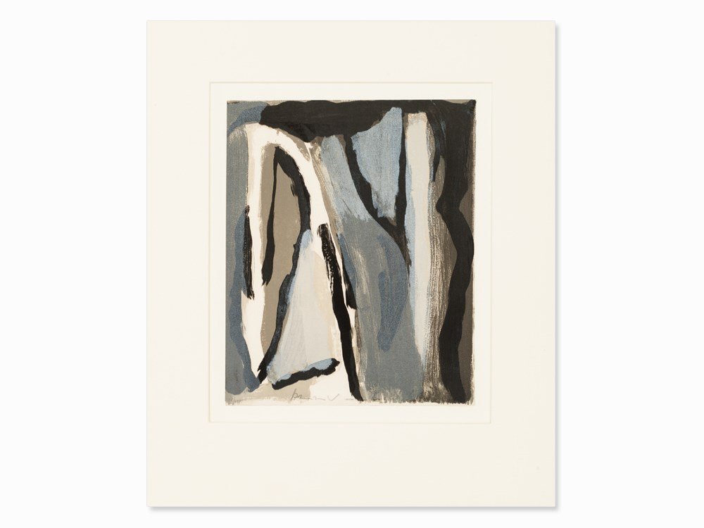 Bram van Velde (1895-1981), Color Lithograph,: Lithograph in colors on wove paper France, Paris, 1977 Bram van Velde (1895-1981) – Dutch painter Signed in pencil lower right ‘Bram van V’ Numbered in pencil lower left ‘58/125’ Published b