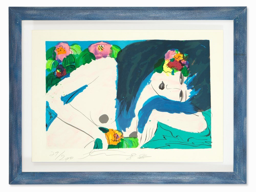 Walasse Ting (1929-2012), Color Lithograph, Blue Hair,: Lithograph in colors on Arches France wove paper (watermark) New York, USA, 1988 Walasse Ting (1929-2012) – Chinese-American painter, printmaker, sculptor and poet Signed and dated lower center ‘T