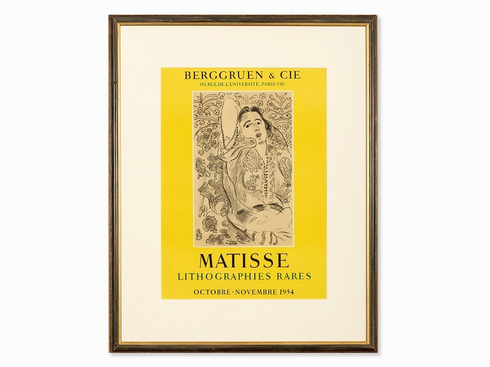 After Henri Matisse, Lithograph, Arabesque, Poster,: Lithograph on machine made paper France, 1954 Henri Matisse (1869 – 1954) – French painter, graphic artist, draftsman and sculptor of Classic Modernism For an exhibition of the artist at Berggruen