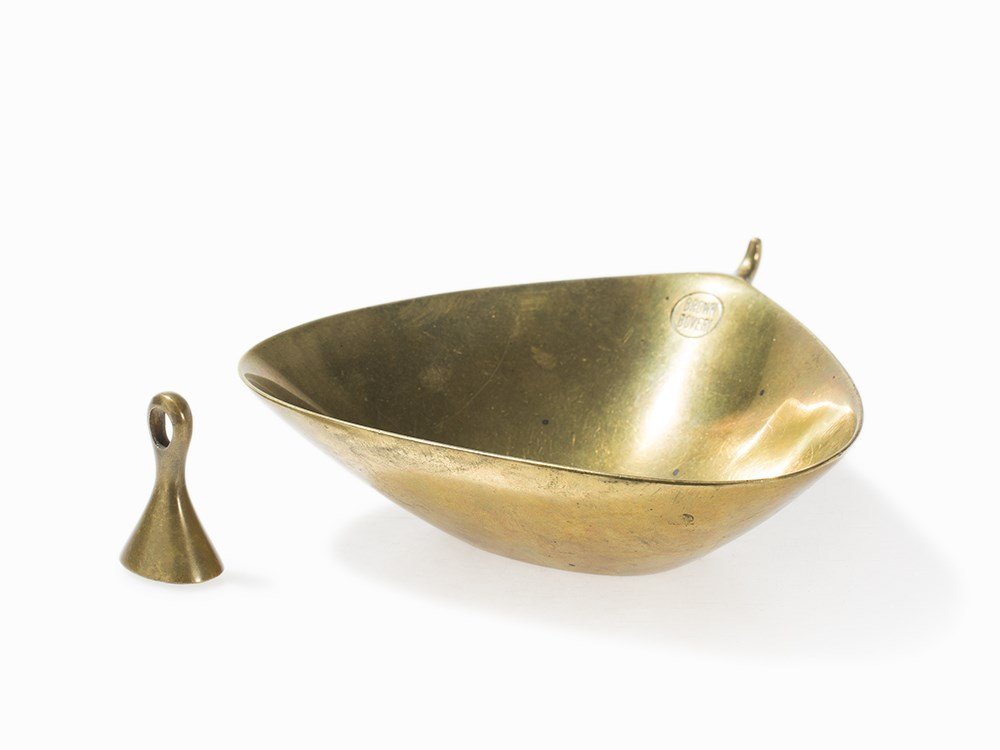 Carl Auböck for Brown Boveri, Ashtray & Extinguisher,: Brass, cast and polished Austria, Vienna, c. 1940/50 Designed and made by Carl Auböck (1900-1957) - Austrian designer, founder of the Werkstätte Carl Auböck The ashtray marked inside ‘Brown Bover
