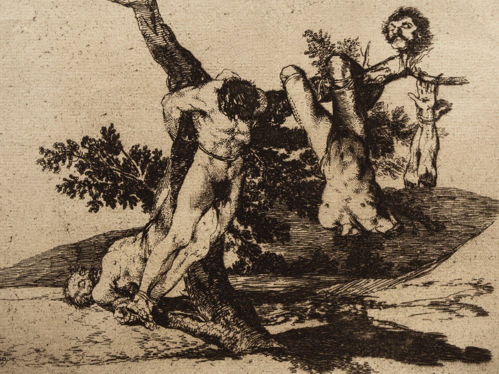 Francisco de Goya, Print, ‘Grande hazaña! Con: Etching and aquatint on Joseph Guarro laid paper (watermark) Spain, 1810-14 Francisco de Goya (1746-1828) – Spanish painter and graphic artist Signed lower left in the plate ‘Goya’ Titled lower 