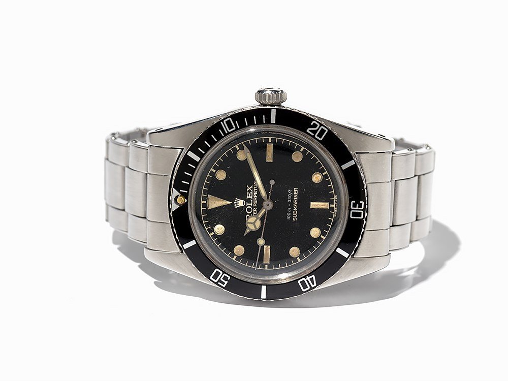 Rolex Submariner Meter First, Ref. 6536, Around 1959: Rolex Submariner Meters First, ref. 6536/1 Switzerland, around 1959 Automatic movement, calibre 1030; 25 jewels, hour, minute, second Black tritium dial, silver hands Watch case, strap and original fo