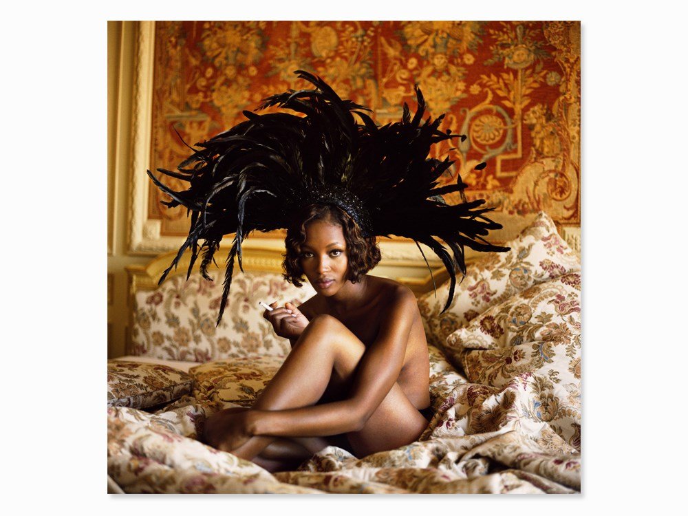 Michel Comte (b. 1954), Naomi Campbell, pres. England,: Lambda photograph; laminated on board and framed in shadow gap frame Presumably England, 1992; printed later in 2008 Michel Comte (b. 1954) – Swiss photographer, lives and works in New York Signed b