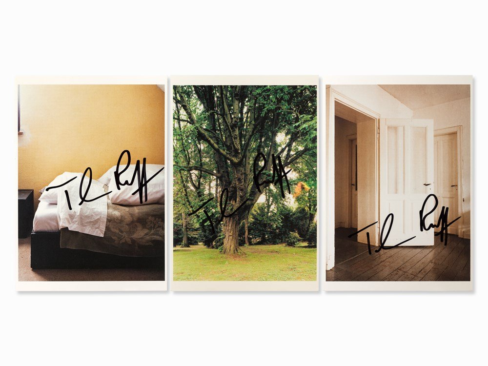 After Thomas Ruff, Three Art Postcards, Signed,: Offset prints in colors on card (art postcards) Germany, 1980-2000 After Thomas Ruff (born 1958) - German photo artist, student of Bernd and Hilla Becher at the Düsseldorf Academy of Art, later Profe